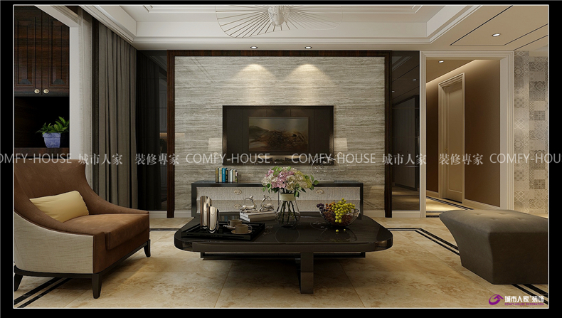 保利华庭120㎡三室两厅现代风格装修实例
